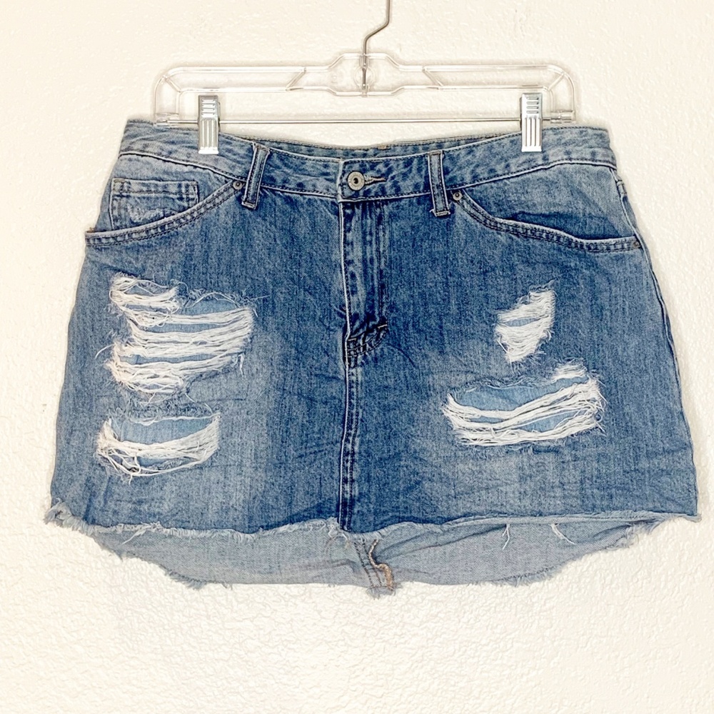 Vanilla Star | Premium Destructed Denim Mini Skirt